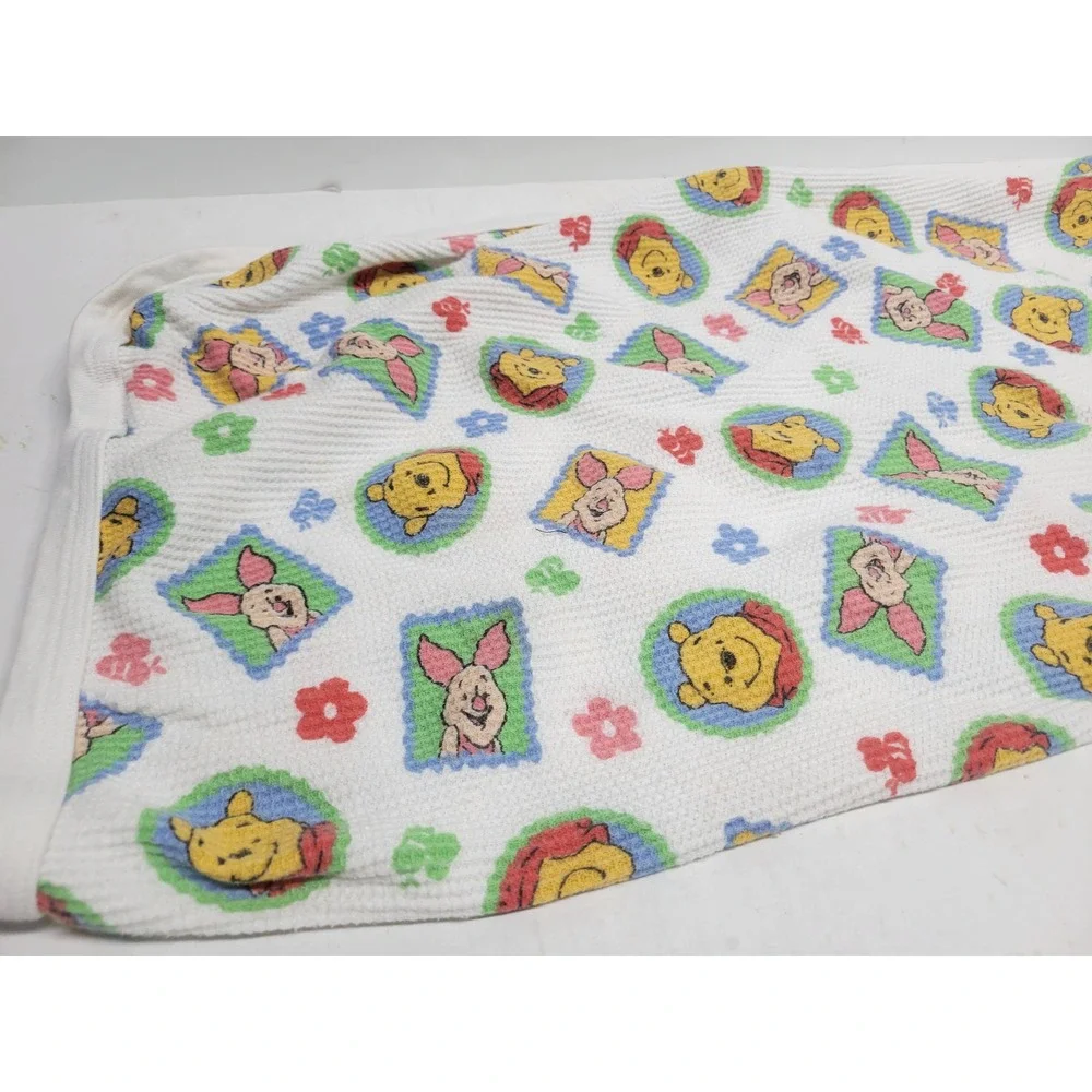 Vintage Disney Winnie the Pooh Piglet‎ Thermal Baby Blanket Cotton Waffle Knit